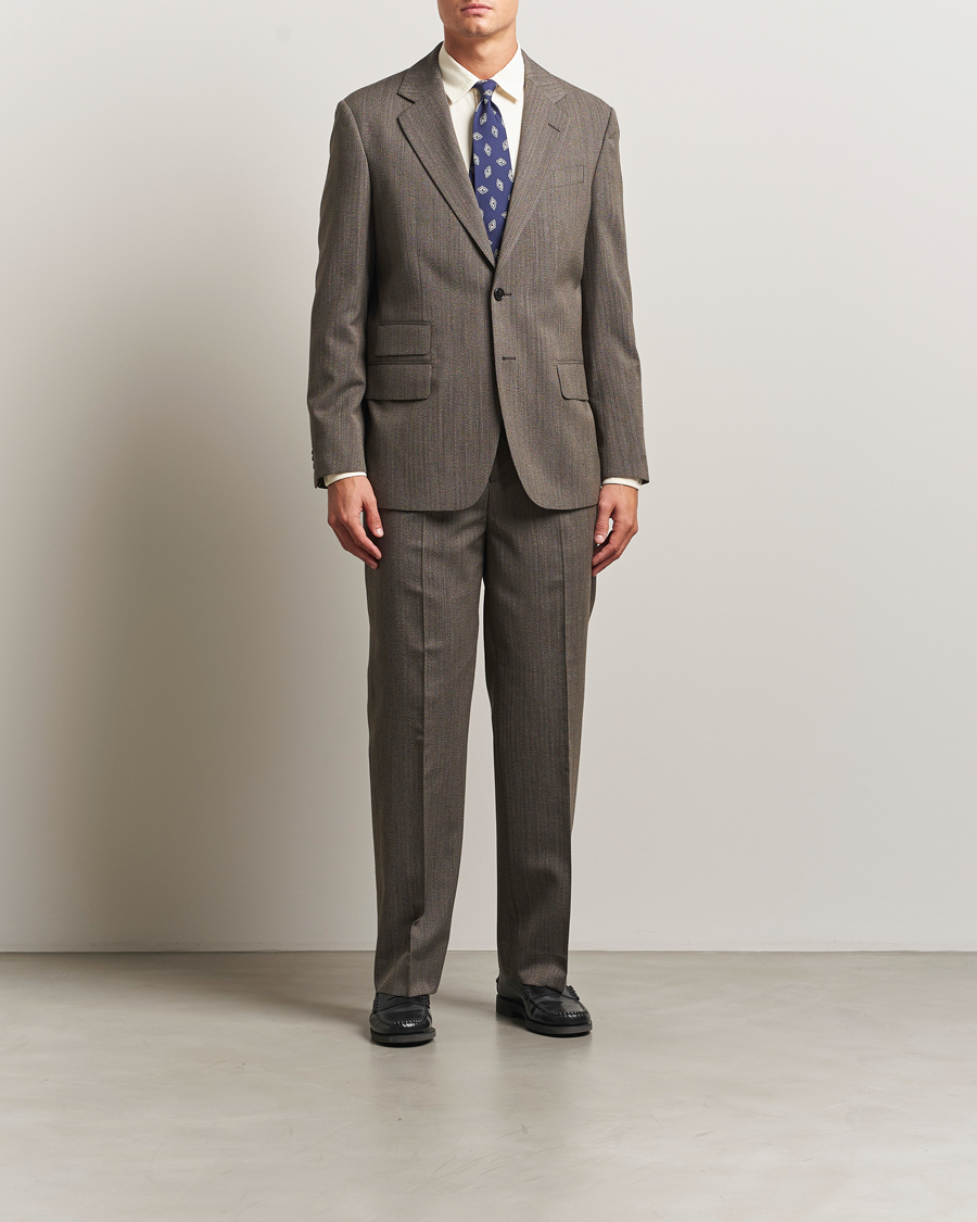 Heren | Broeken | GANT 240 Mulberry Street | Herringbone Suit Pants Deep Brown