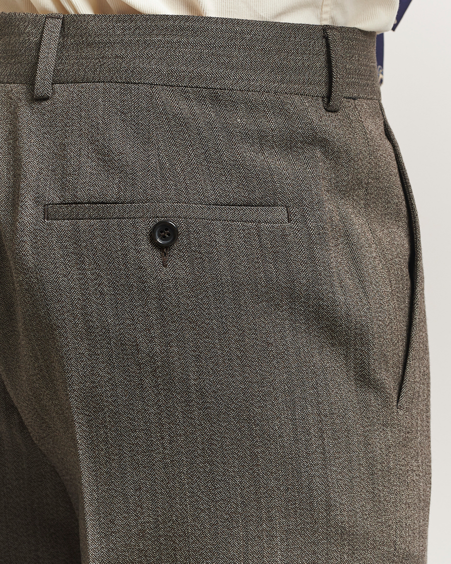 Heren | Broeken | GANT 240 Mulberry Street | Herringbone Suit Pants Deep Brown