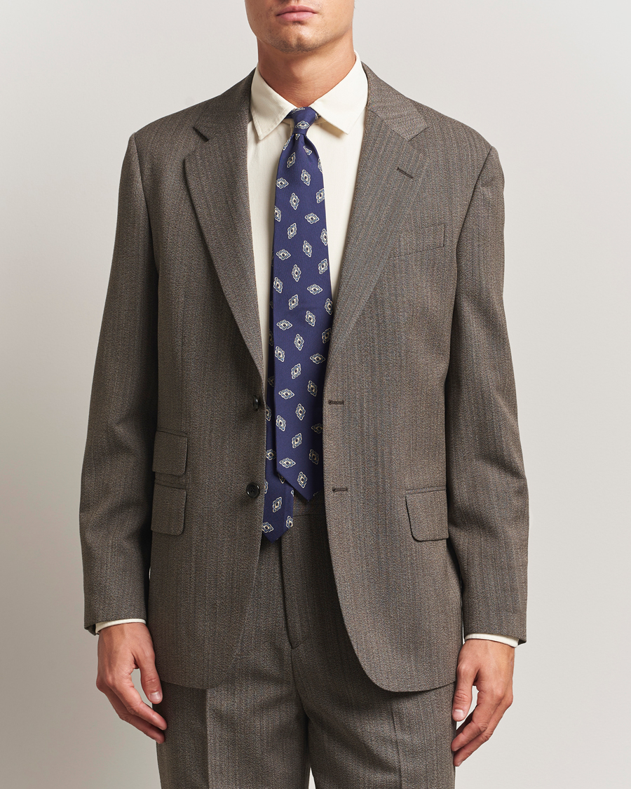 Heren | Blazers | GANT 240 Mulberry Street | Herringbone Suit Jacket Deep Brown
