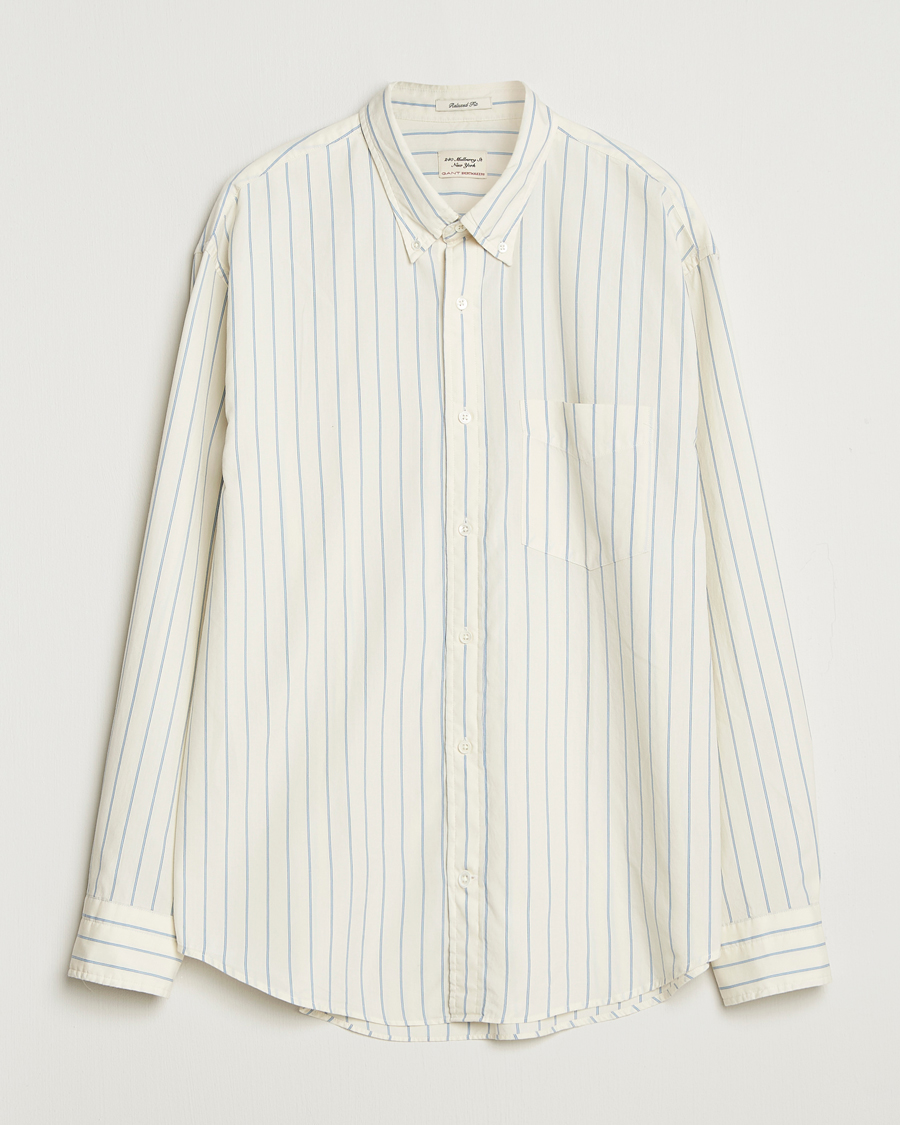 Heren | Overhemden | GANT 240 Mulberry Street | Relaxed Fit Luxury Striped Oxford Shirt Cream