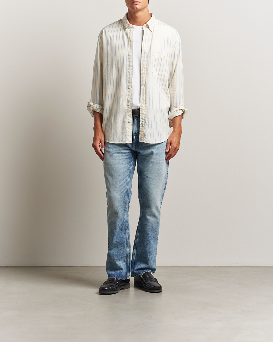 Heren | Overhemden | GANT 240 Mulberry Street | Relaxed Fit Luxury Striped Oxford Shirt Cream