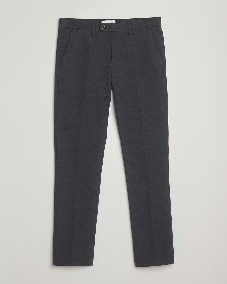 Heren | Broeken | GANT | Slim Fit Cotton Herringbone Trousers Antracite