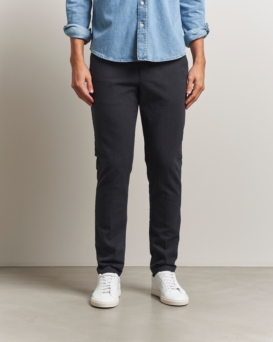 Heren | Broeken | GANT | Slim Fit Cotton Herringbone Trousers Antracite