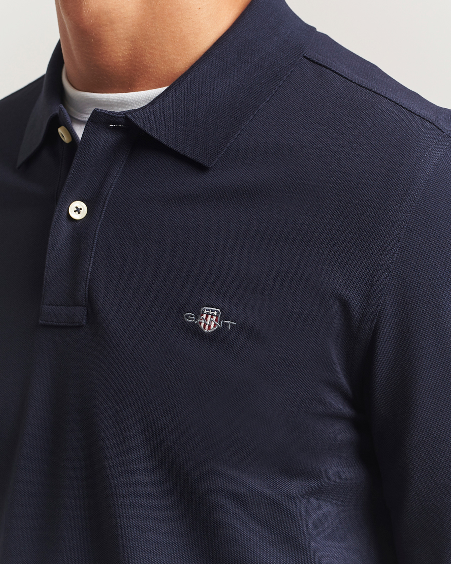 Heren | Polo's | GANT | Regular Shield Long Sleeve Polo Evening Blue