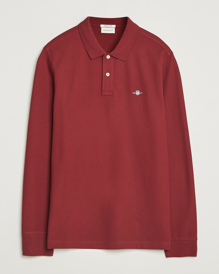 Heren | Polo's | GANT | Regular Shield Long Sleeve Polo Plumped Red