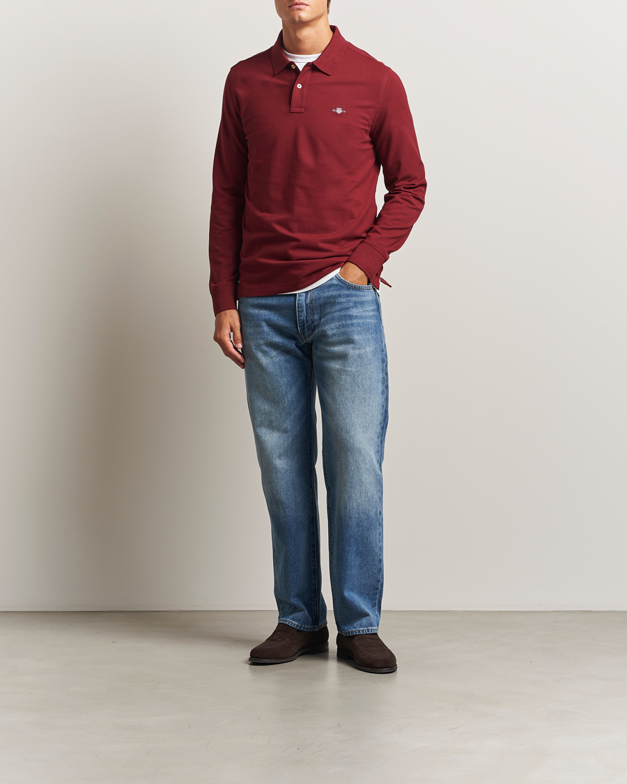 Heren | Polo's | GANT | Regular Shield Long Sleeve Polo Plumped Red