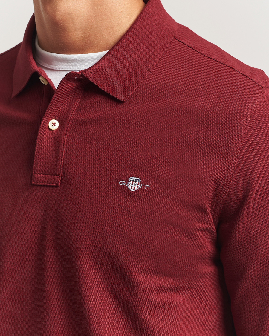 Heren | Polo's | GANT | Regular Shield Long Sleeve Polo Plumped Red
