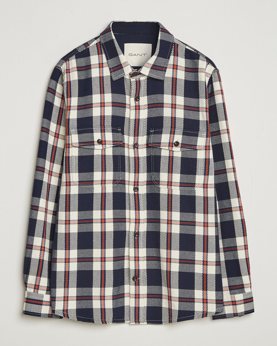 Heren | Overhemden | Gant | Heavy Twill Checked Overshirt Evening Blue