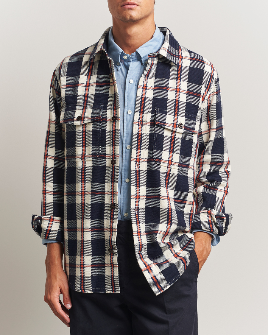 Heren | Overhemden | Gant | Heavy Twill Checked Overshirt Evening Blue