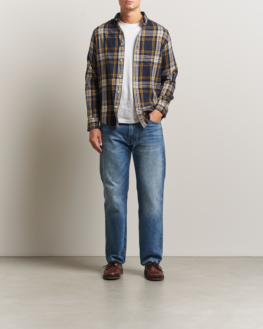 Heren | Overhemden | GANT | Regular Fit Checked Flannel Shirt Evening Blue