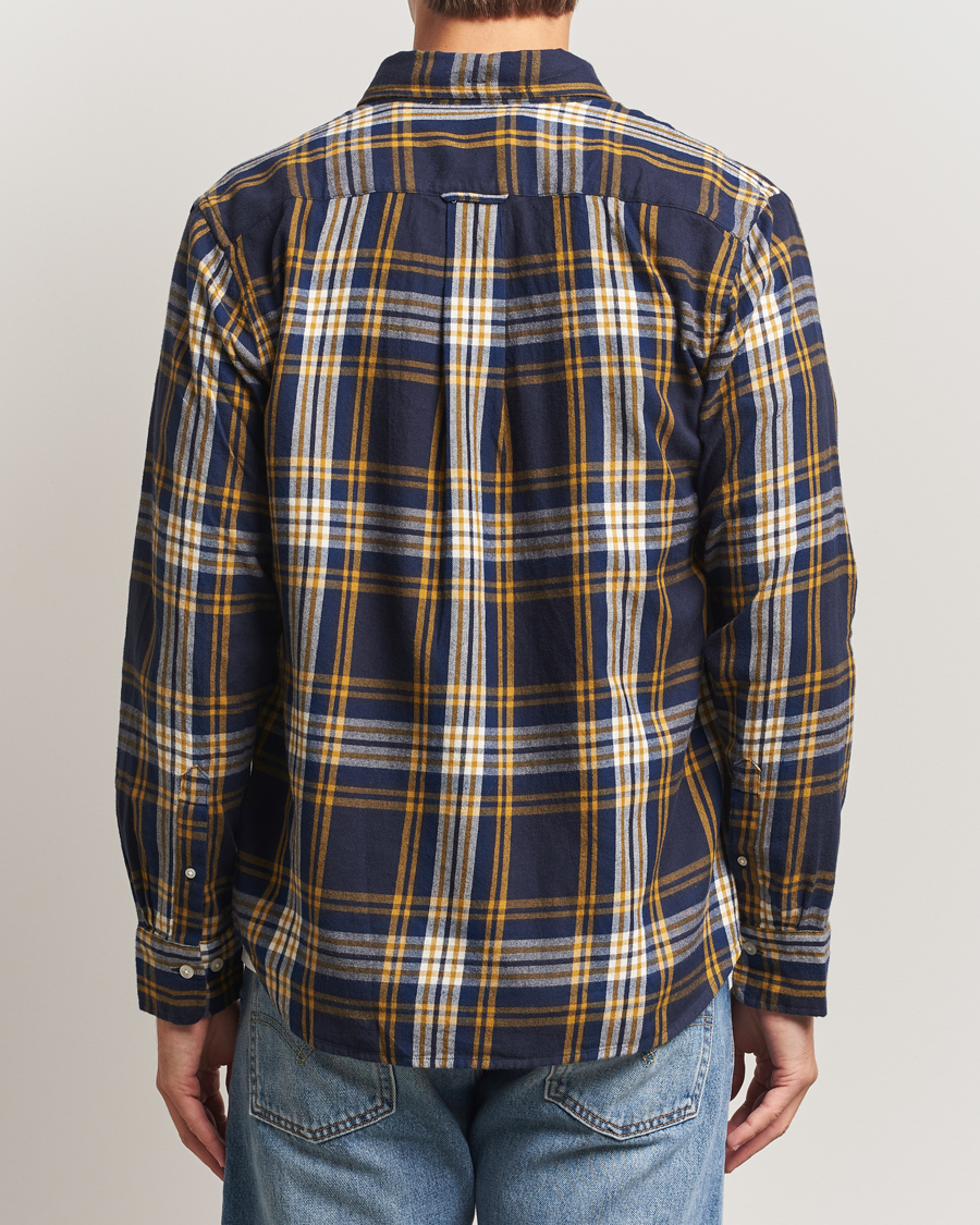 Heren | Overhemden | GANT | Regular Fit Checked Flannel Shirt Evening Blue