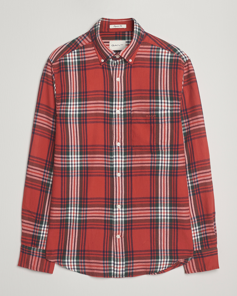 Heren | Overhemden | GANT | Regular Fit Checked Flannel Shirt Modern Rust