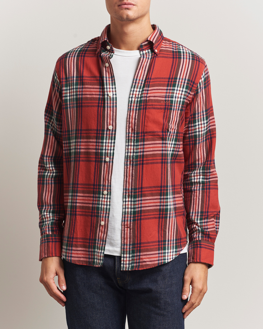 Heren | Overhemden | GANT | Regular Fit Checked Flannel Shirt Modern Rust