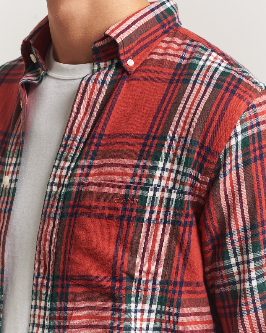 Heren | Overhemden | GANT | Regular Fit Checked Flannel Shirt Modern Rust