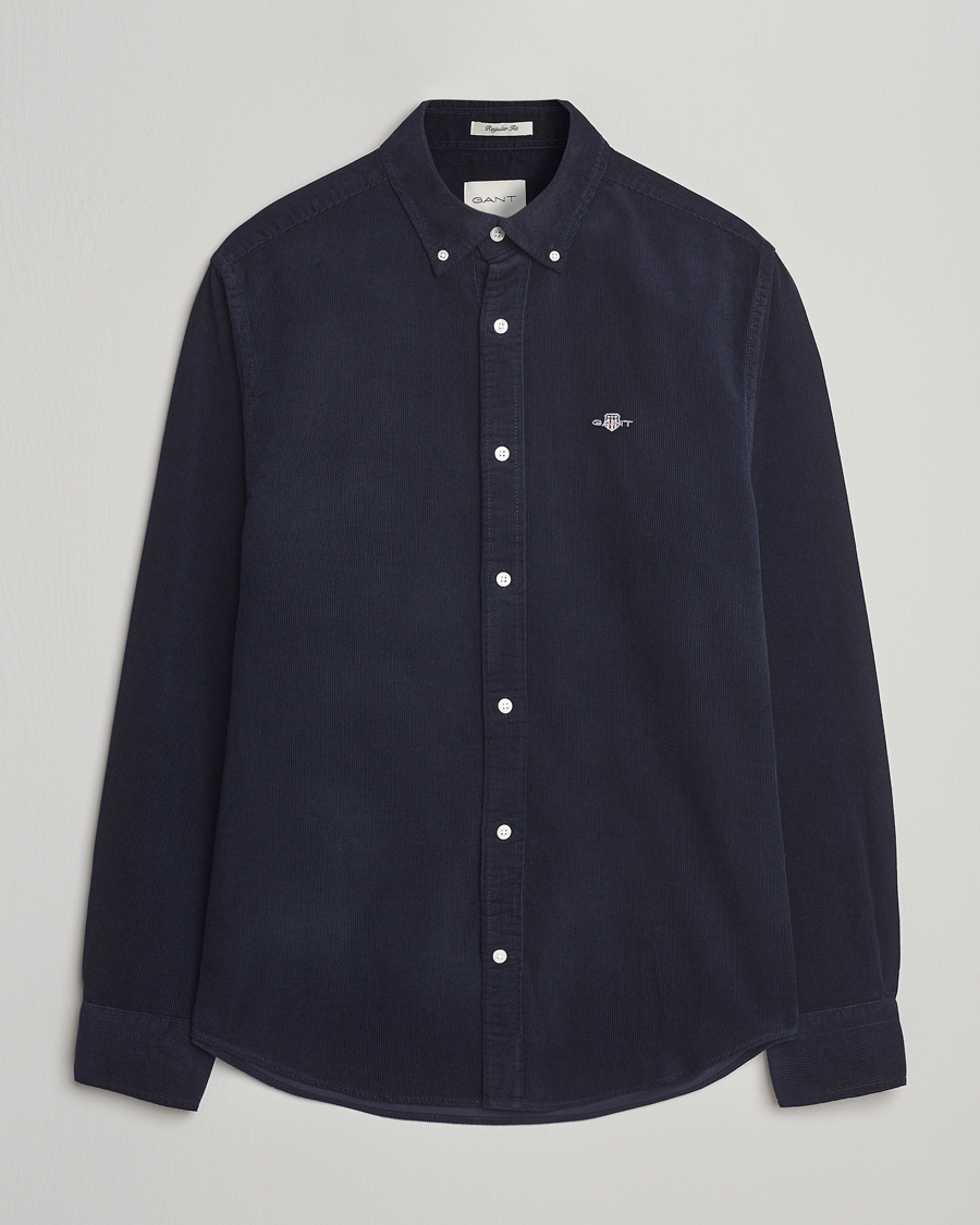 Heren | Overhemden | Gant | Regular Fit Corduroy Shirt Evening Blue
