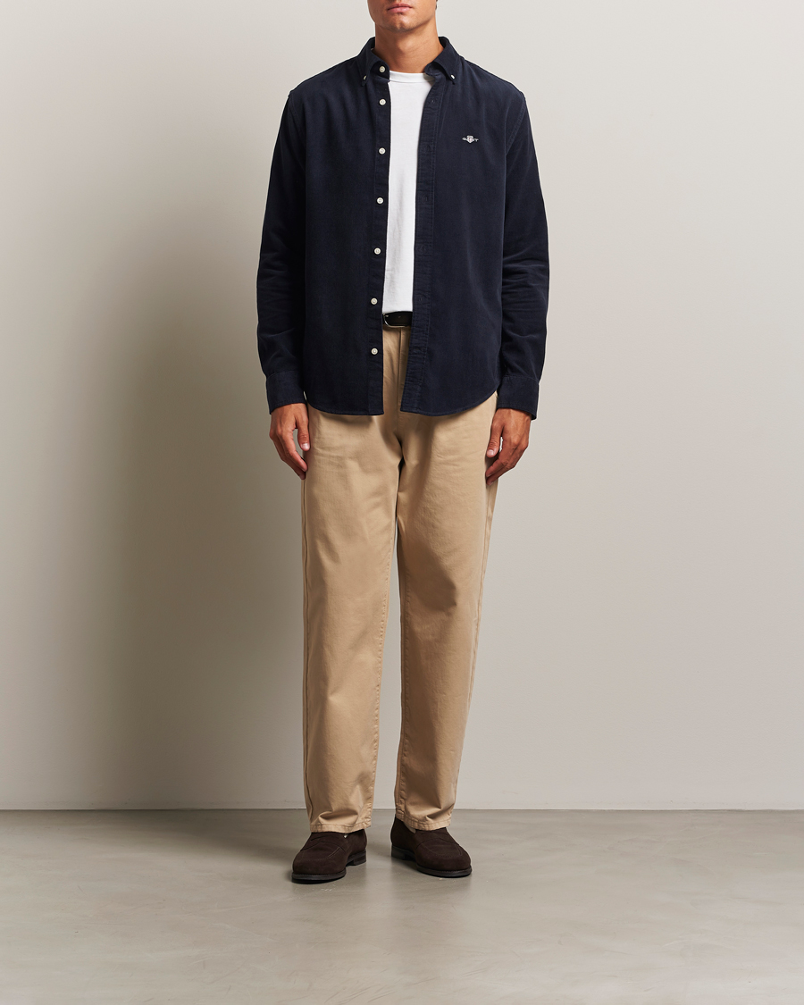 Heren | Overhemden | Gant | Regular Fit Corduroy Shirt Evening Blue