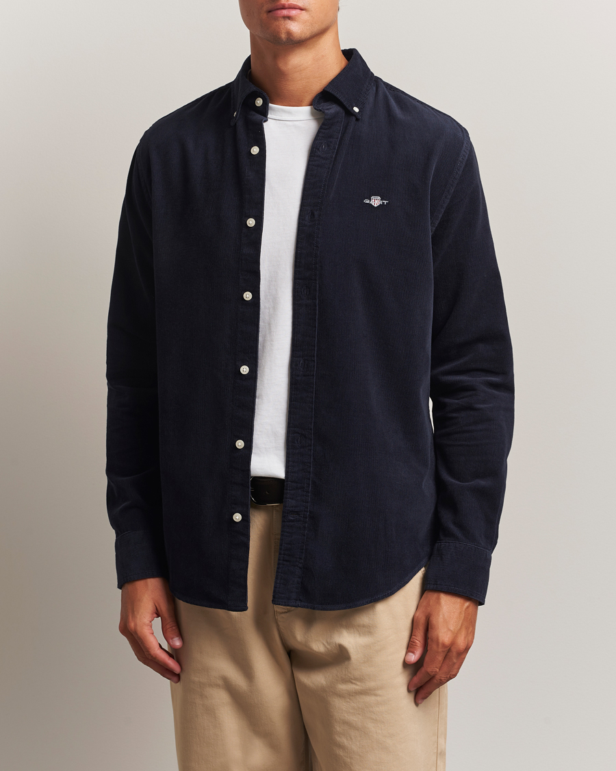 Heren | Overhemden | Gant | Regular Fit Corduroy Shirt Evening Blue