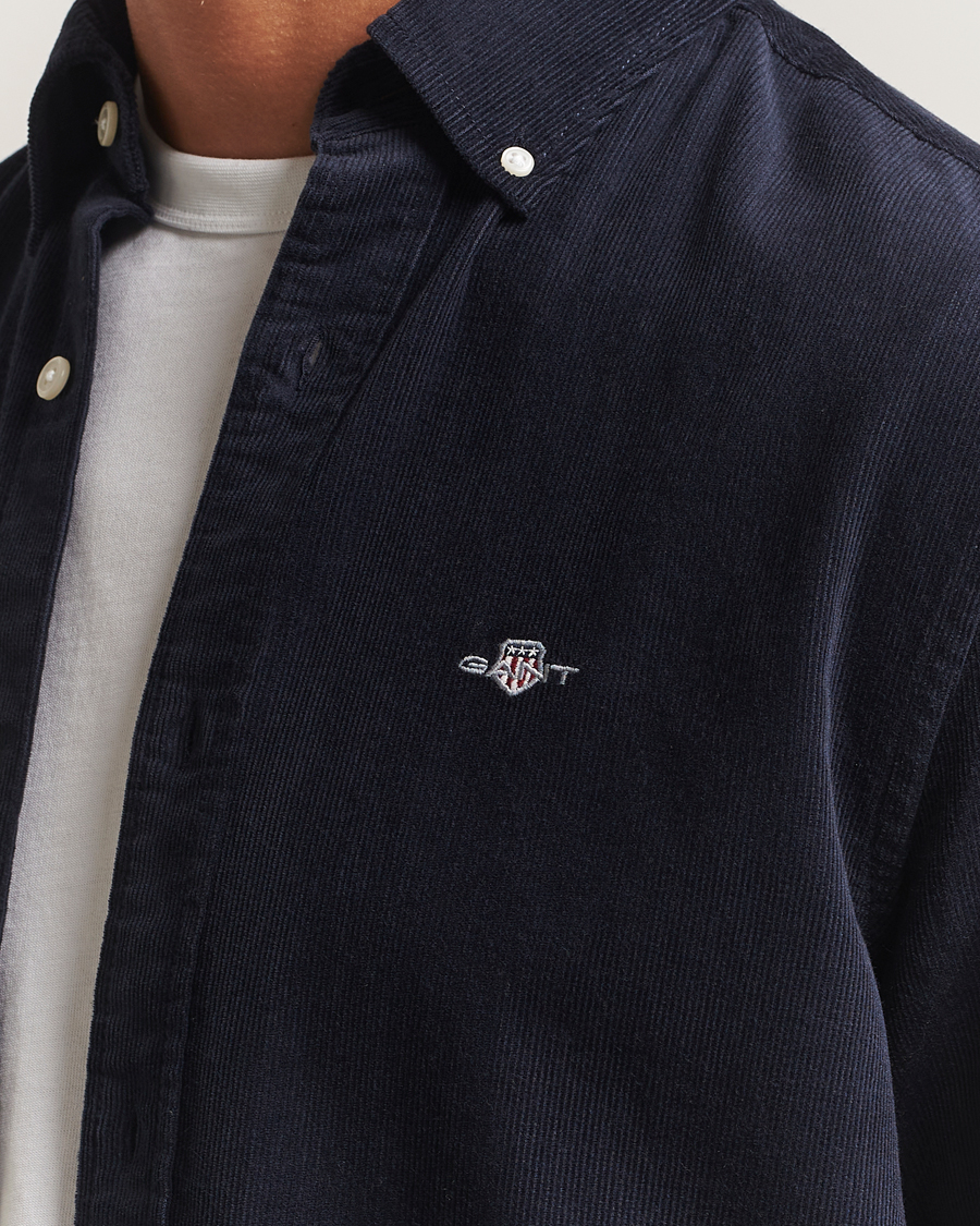 Heren | Overhemden | Gant | Regular Fit Corduroy Shirt Evening Blue
