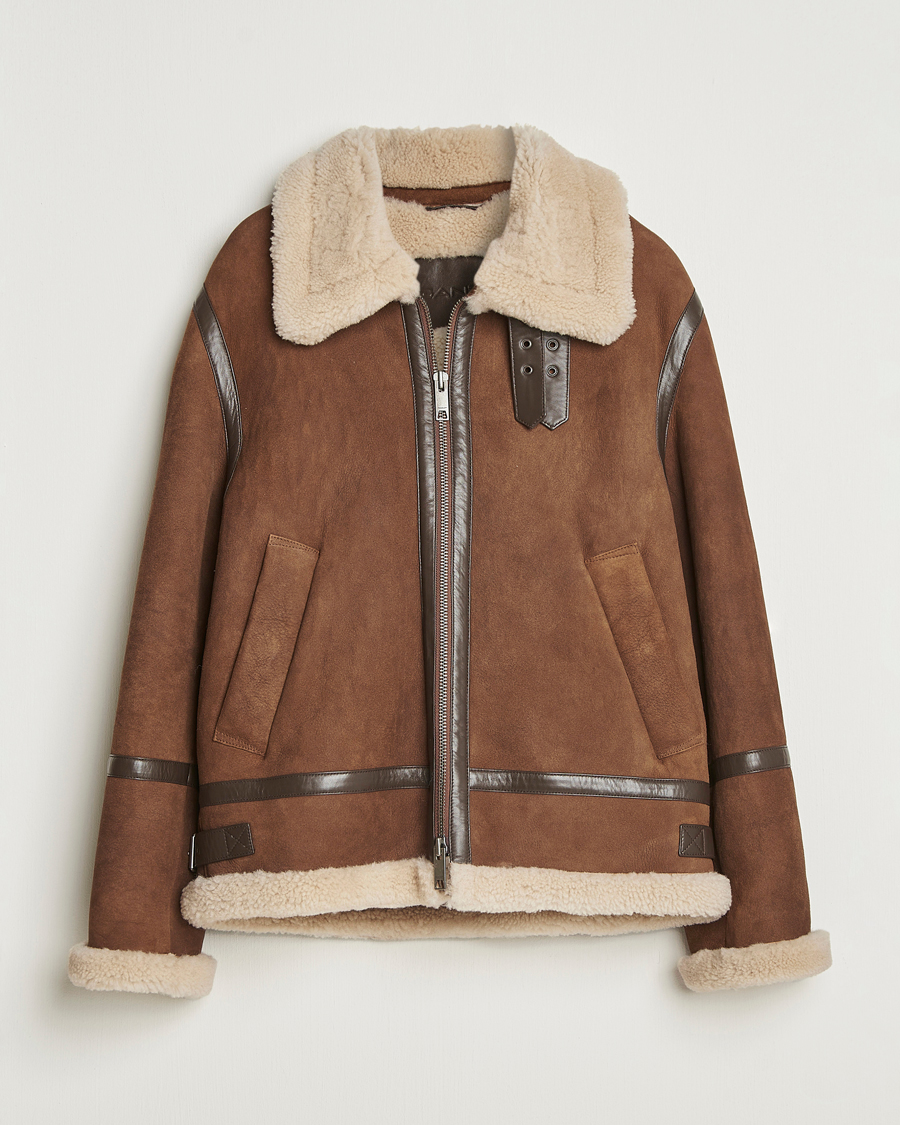Heren | Jassen | GANT | Suede Shearling Jacket Mahogany Brown