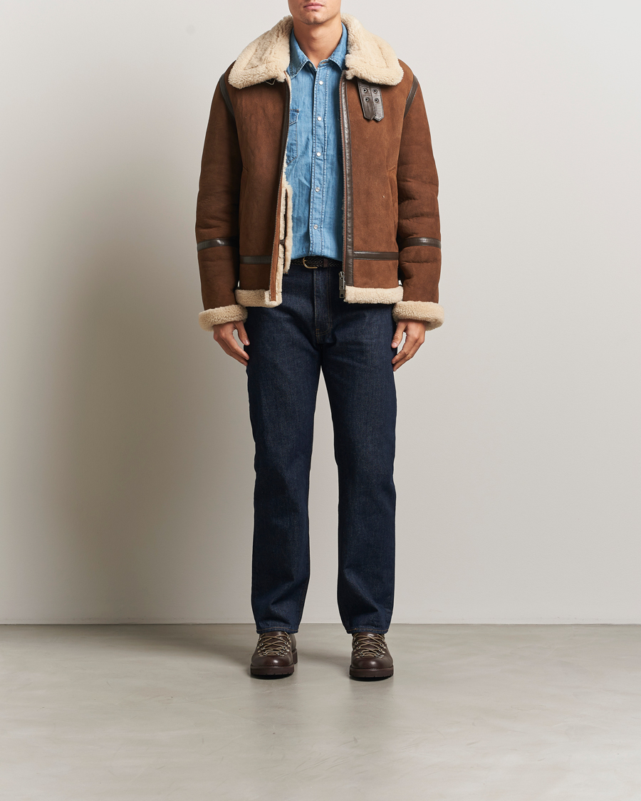 Heren | Jassen | GANT | Suede Shearling Jacket Mahogany Brown