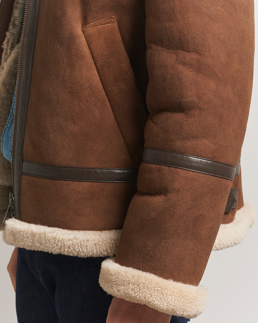 Heren | Jassen | GANT | Suede Shearling Jacket Mahogany Brown