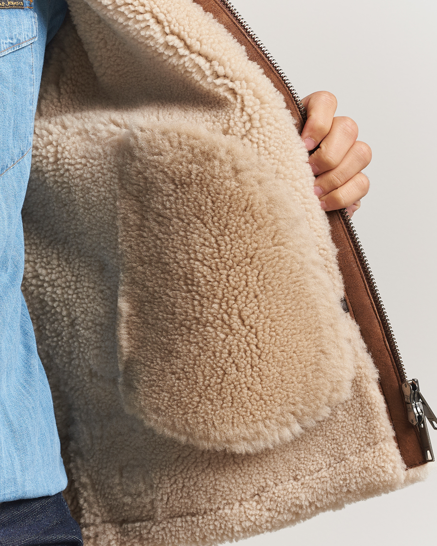 Heren | Jassen | GANT | Suede Shearling Jacket Mahogany Brown