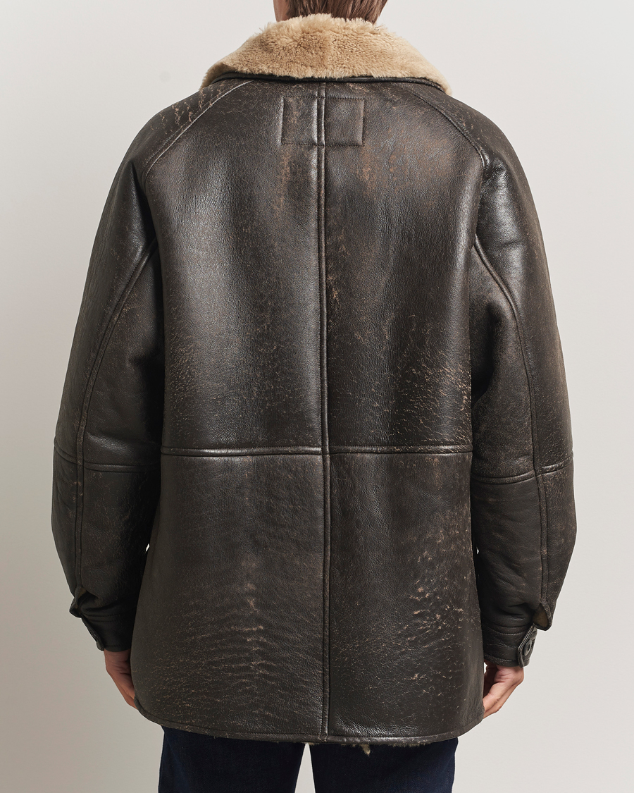 Heren | Jassen | Gant | Worn In Leather Shearling Jacket Deep Brown