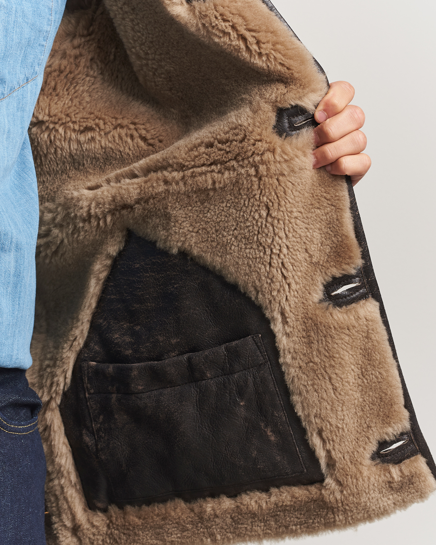 Heren | Jassen | Gant | Worn In Leather Shearling Jacket Deep Brown