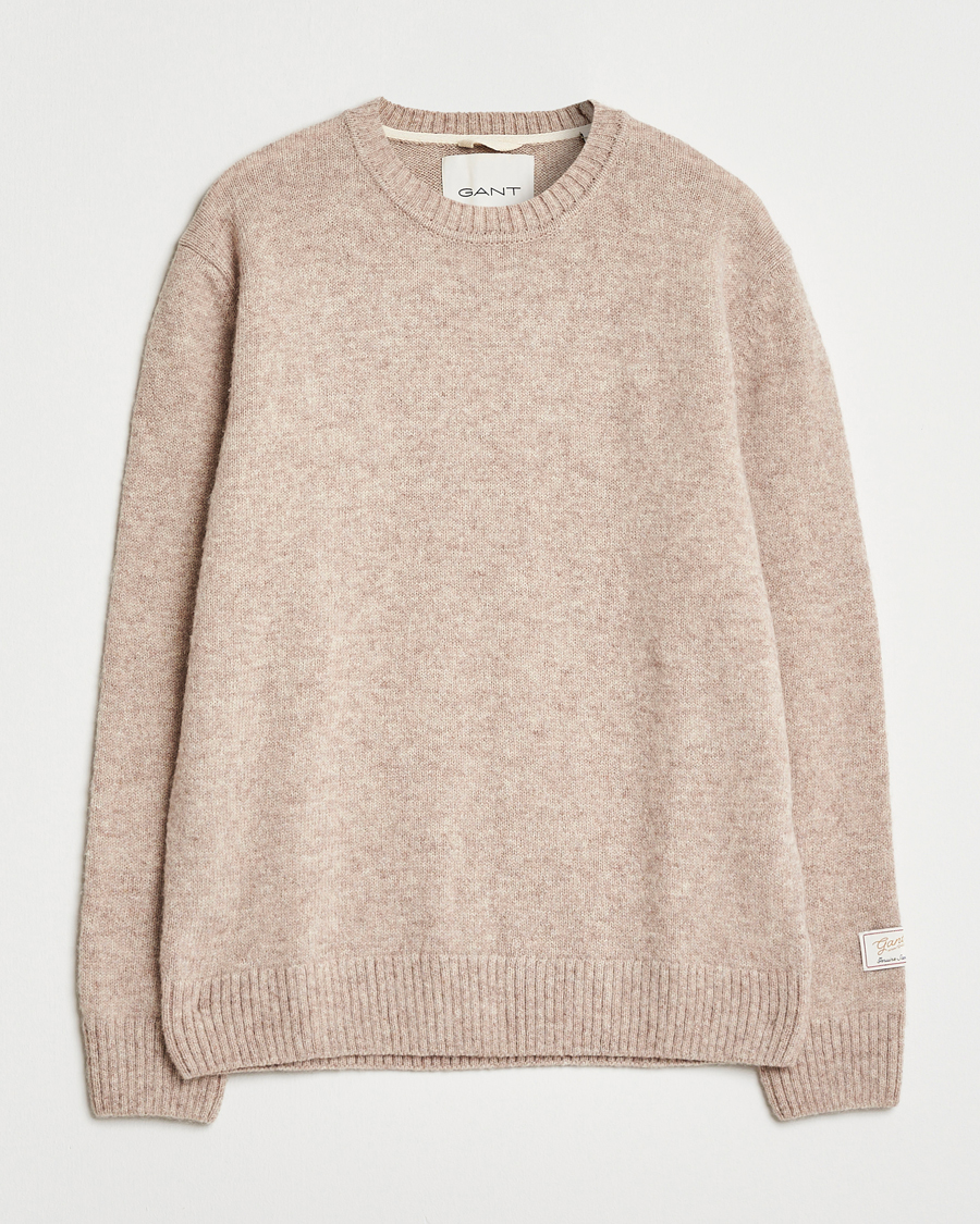 Heren | Truien | Gant | Scottish Wool Knitted Crew Neck Sweater Khaki Melange
