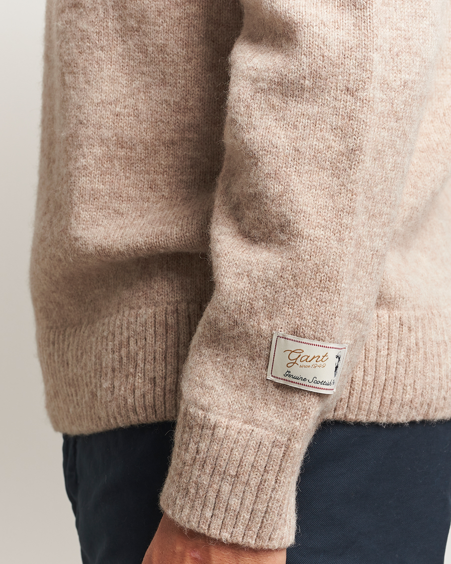Heren | Truien | Gant | Scottish Wool Knitted Crew Neck Sweater Khaki Melange