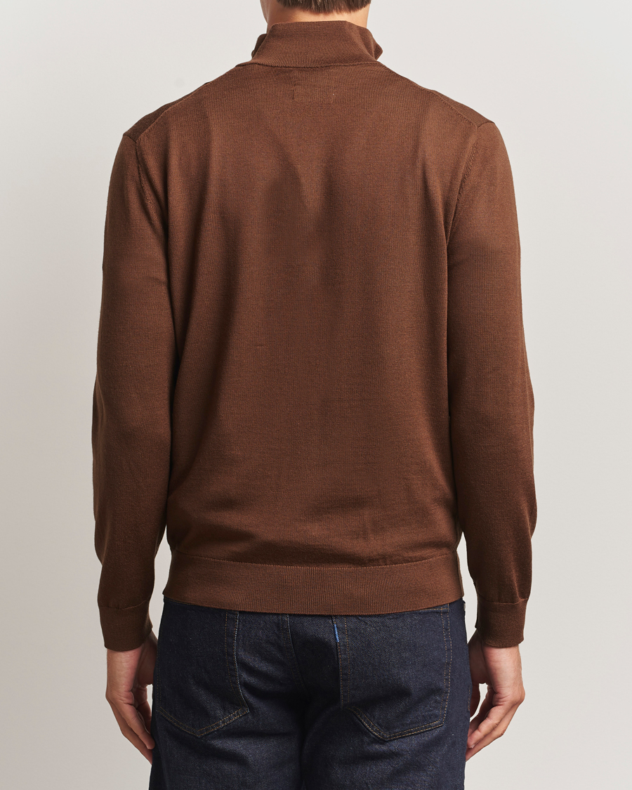 Heren | Truien | GANT | Extrafine Merino Wool Half Zip Mahogany Brown