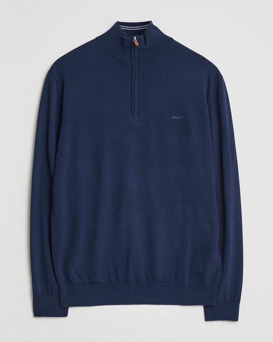 Heren | Truien | GANT | Extrafine Merino Wool Half Zip Marine