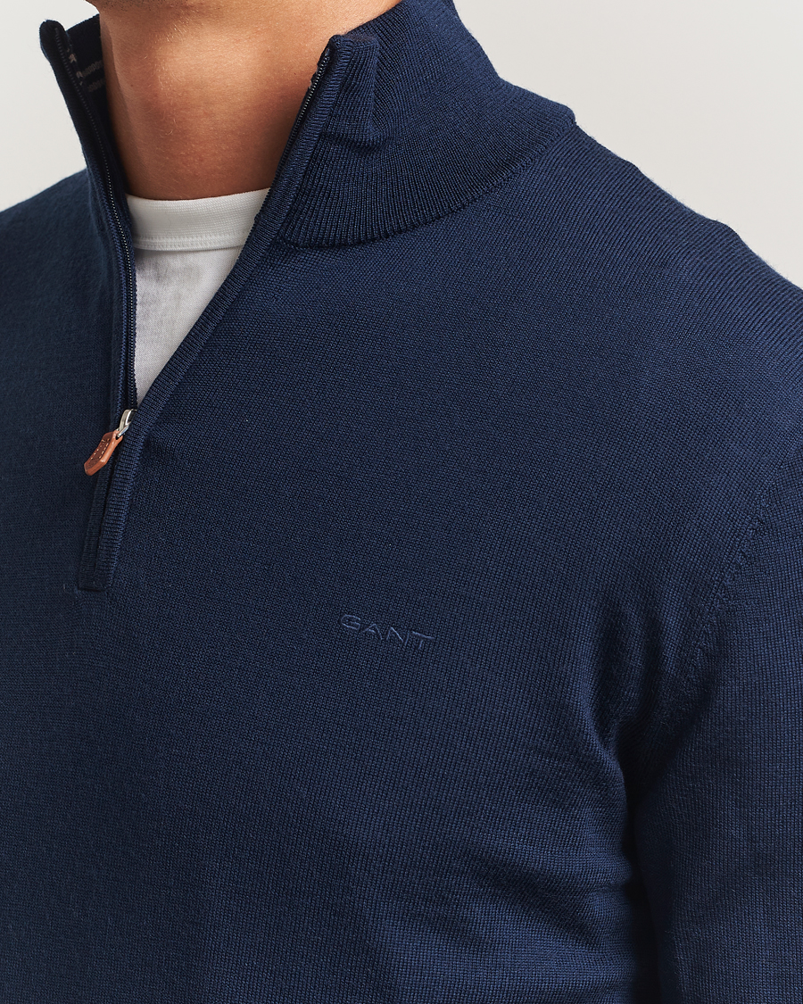 Heren | Truien | GANT | Extrafine Merino Wool Half Zip Marine
