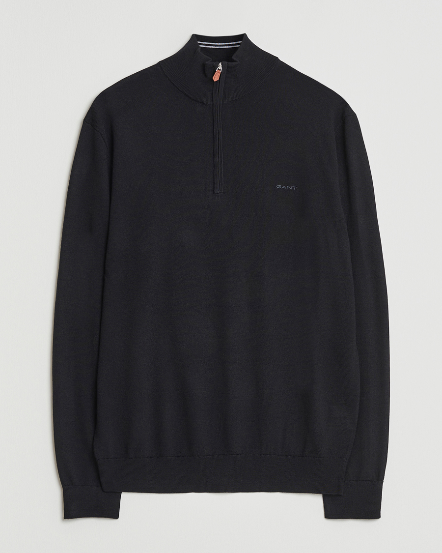 Heren | Truien | GANT | Extrafine Merino Wool Half Zip Black