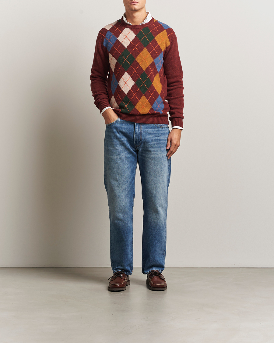 Heren | Truien | Gant | Lambswool Argyle Knitted Crew Neck Winter Wine