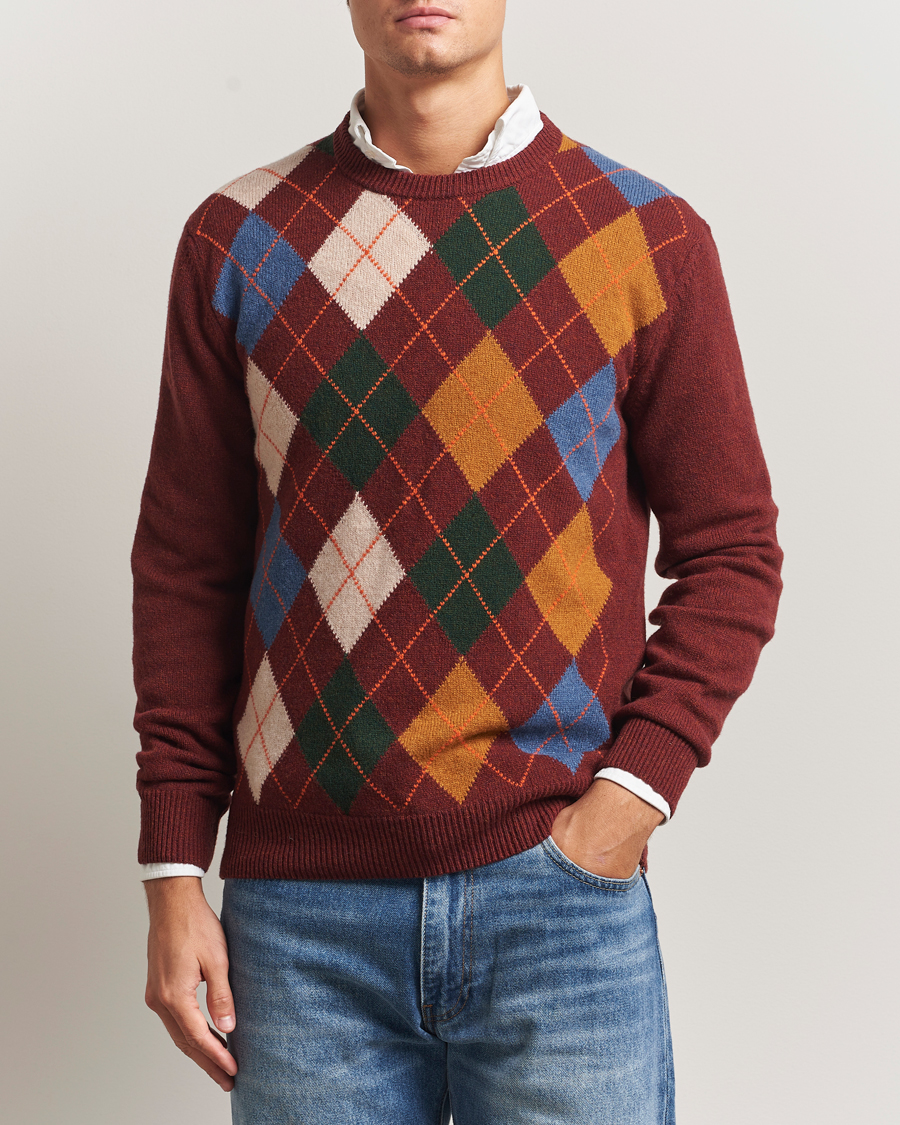 Heren | Truien | Gant | Lambswool Argyle Knitted Crew Neck Winter Wine