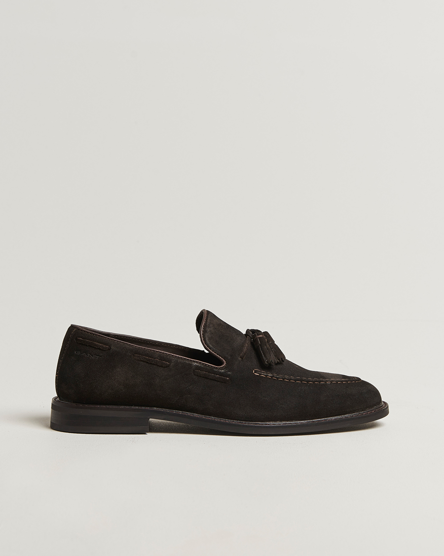 Heren | Instappers | GANT | Lozham Suede Tassle Loafer Dark Brown