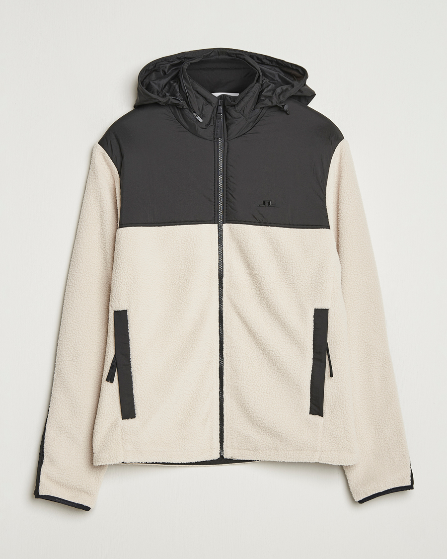 Heren | Truien | J.Lindeberg | Provo Pile Hooded Full Zip Moonbeam