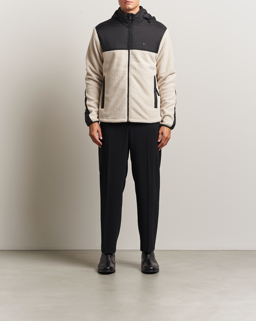 Heren | Truien | J.Lindeberg | Provo Pile Hooded Full Zip Moonbeam