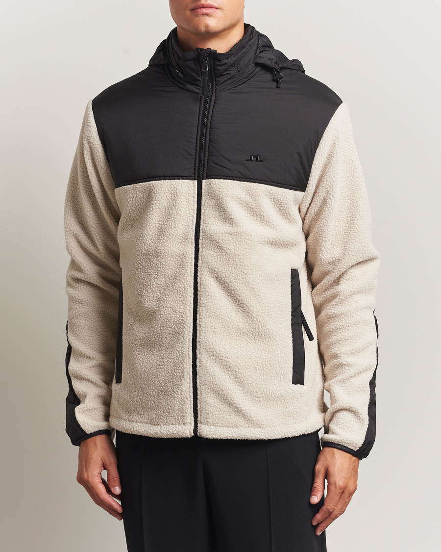 Heren | Truien | J.Lindeberg | Provo Pile Hooded Full Zip Moonbeam