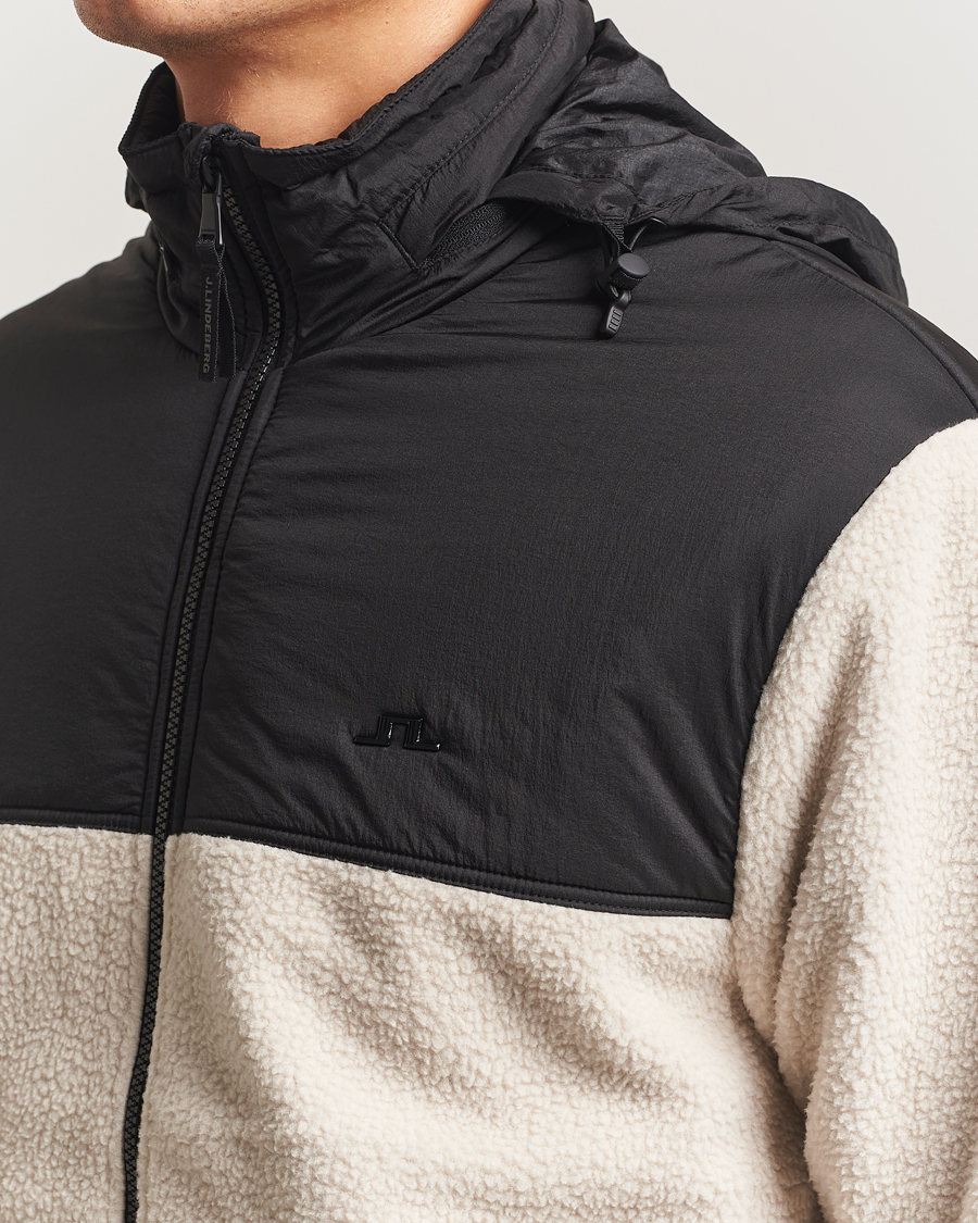 Heren | Truien | J.Lindeberg | Provo Pile Hooded Full Zip Moonbeam