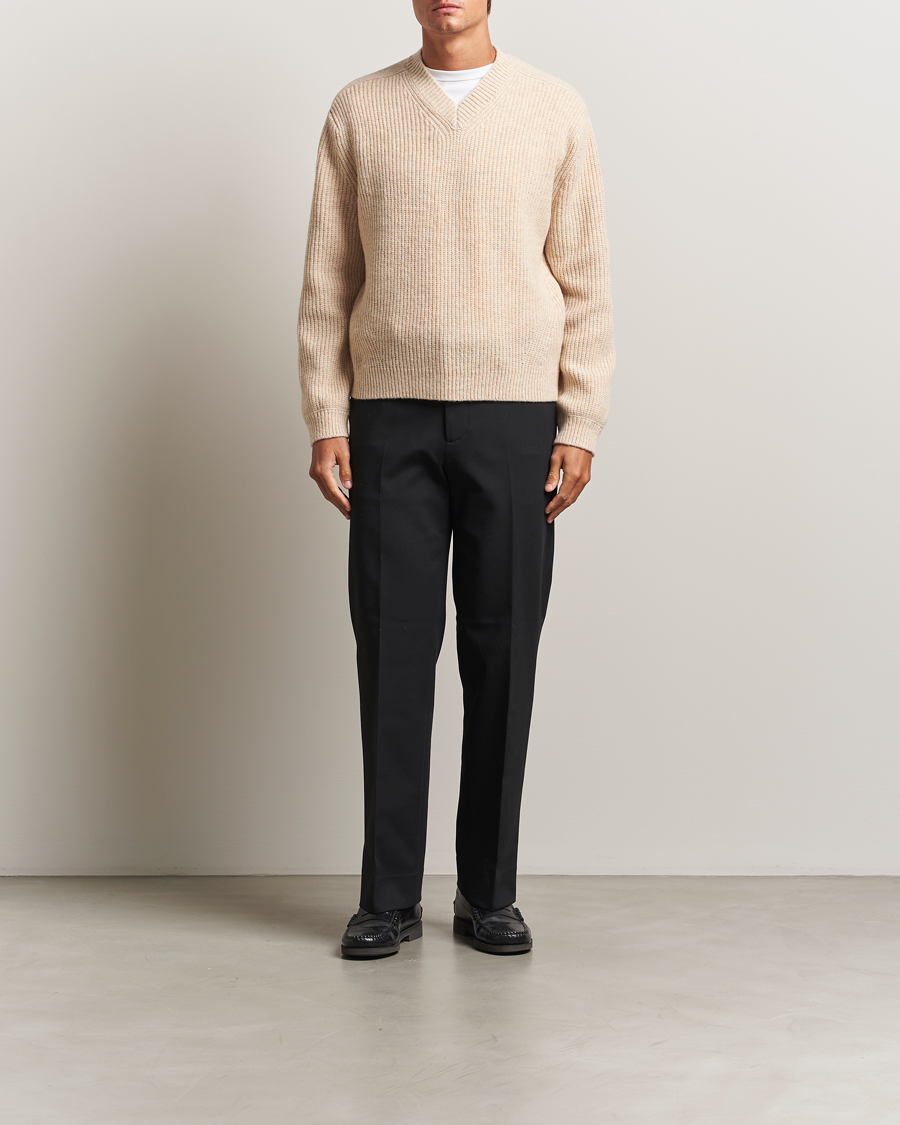 Heren | Truien | J.Lindeberg | Vitor Wool Heavy Knitted V-Neck Moonbeam Melange