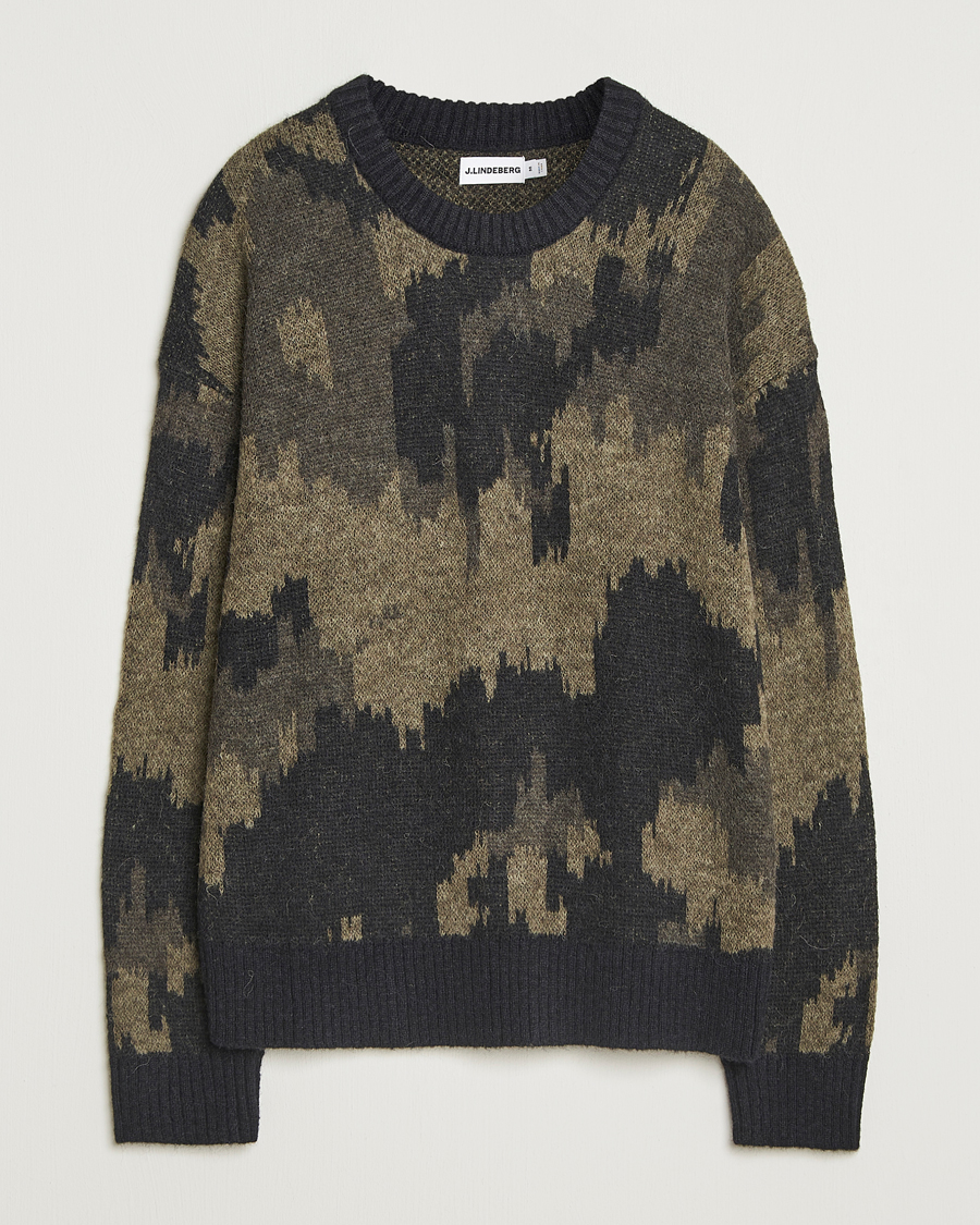 Heren | Truien | J.Lindeberg | Nate Graphic Jaquard Knitted Sweater Forest Green