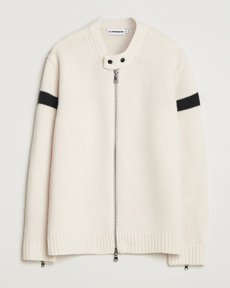 Heren | Truien | J.Lindeberg | Kessler Biker Wool Full Zip Moonbeam