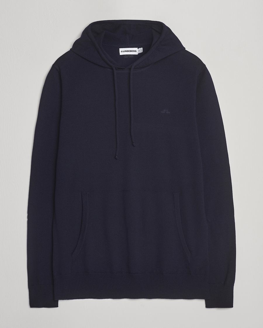 Heren | Truien | J.Lindeberg | Karl Merino Hoodie Navy