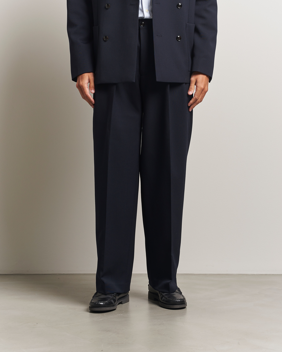 Heren | Broeken | NN07 | Justin Double Pleated Suit Trousers Deep Navy