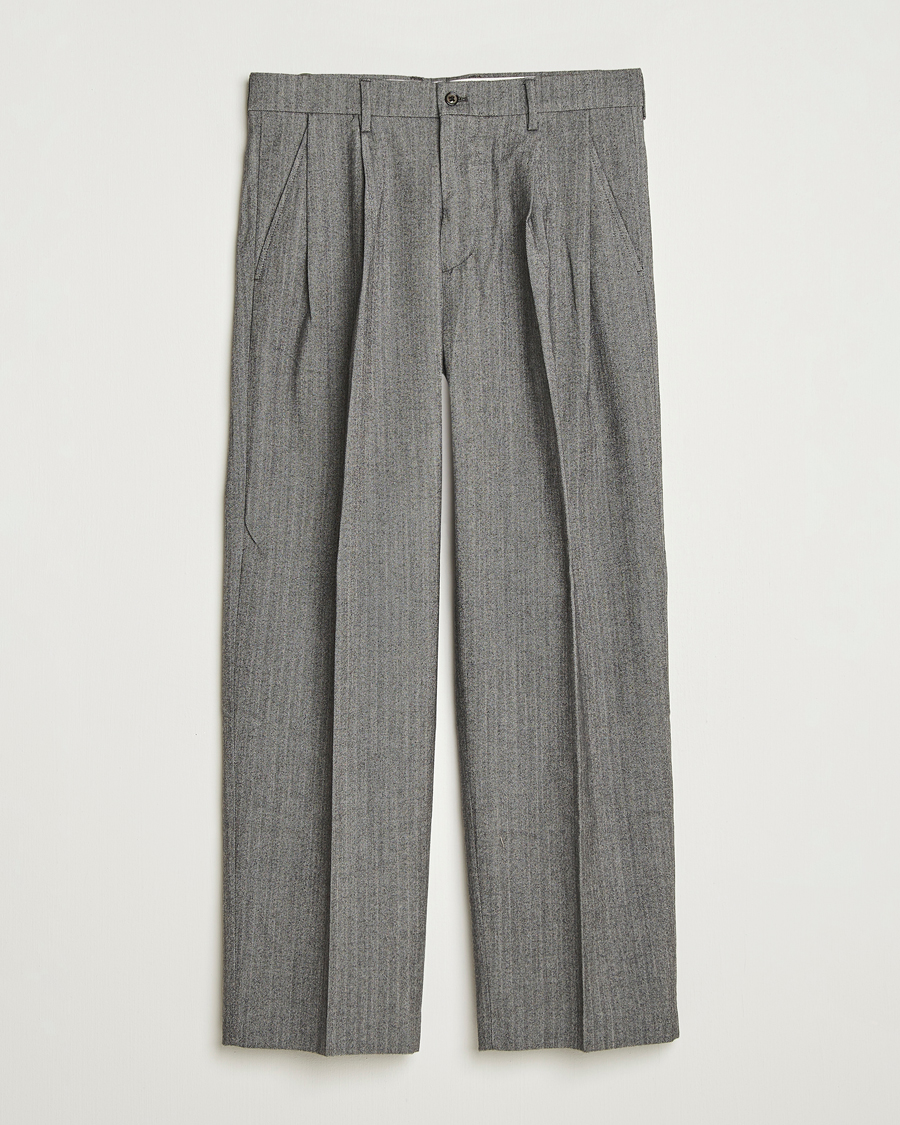 Heren | Broeken | NN07 | Justin Double Pleated Herringbone Trousers Grey