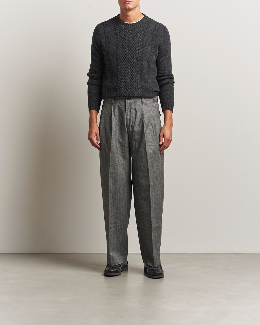 Heren | Broeken | NN07 | Justin Double Pleated Herringbone Trousers Grey