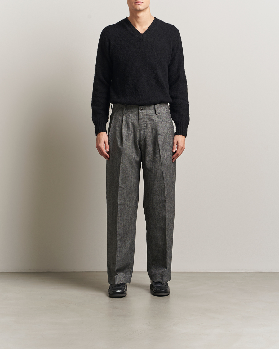 Heren | Broeken | NN07 | Justin Double Pleated Herringbone Trousers Grey