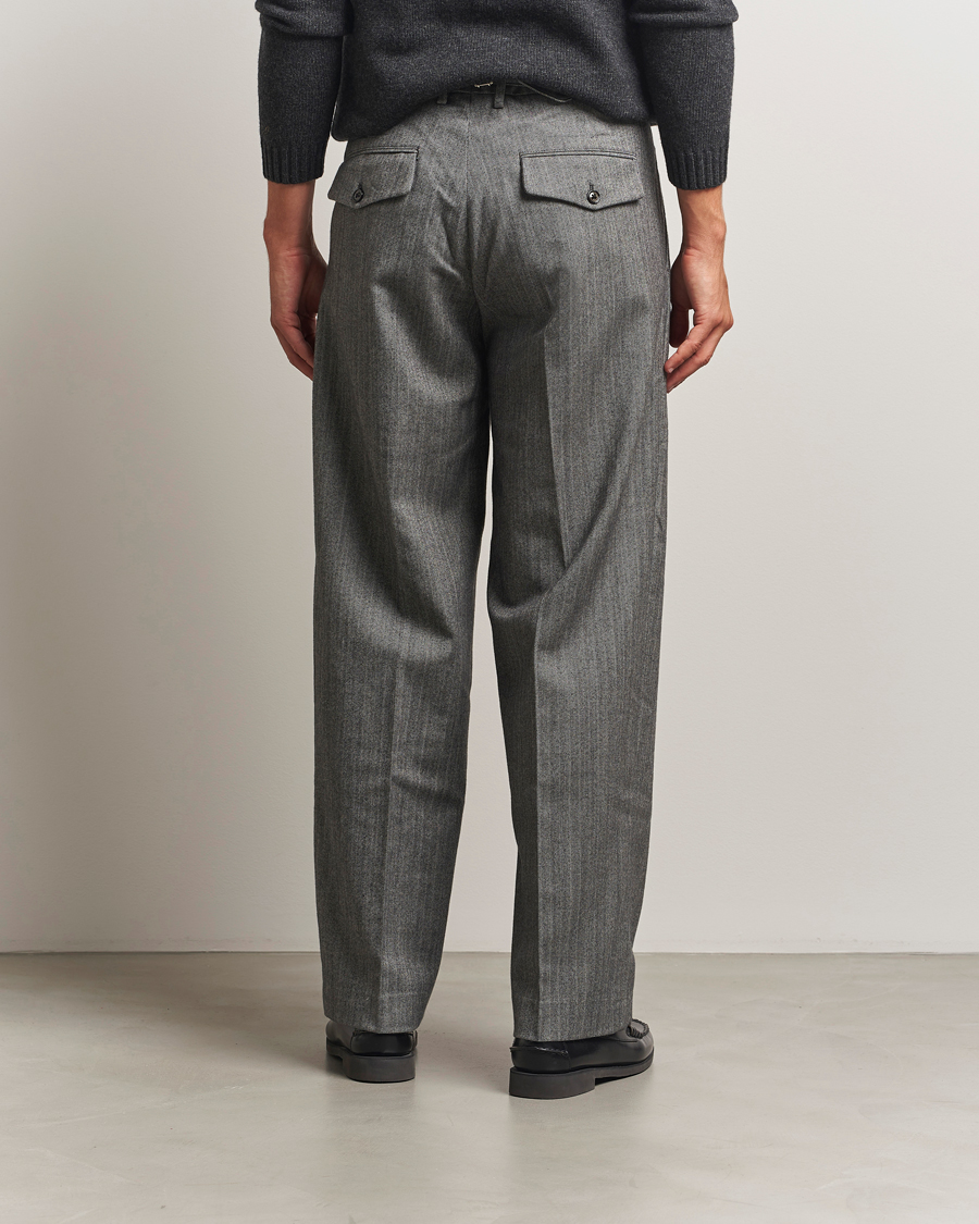 Heren | Broeken | NN07 | Justin Double Pleated Herringbone Trousers Grey